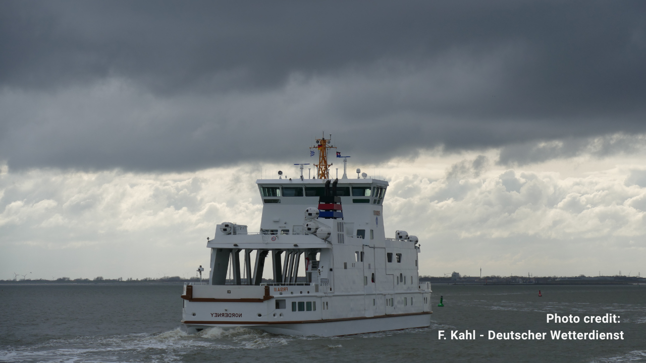 A ship bracing storm